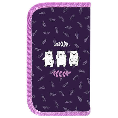 Пенал ПИФАГОР, 2 отделения, ламинированный картон, 19х11 см, "Happy bear", 272246
