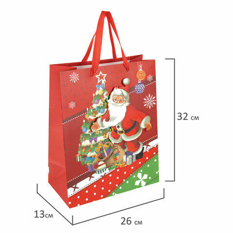 Пакет подарочный (1 штука) новогодний 26x13x32 см, "3D Large", ассорти, ЗОЛОТАЯ СКАЗКА, 592119