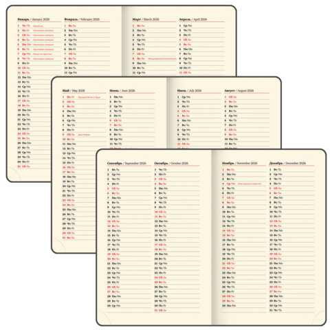 Ежедневник датированный 2026, МАЛЫЙ ФОРМАТ 100х150 мм, А6, BRAUBERG "Iguana", под кожу, коричневый, 117253