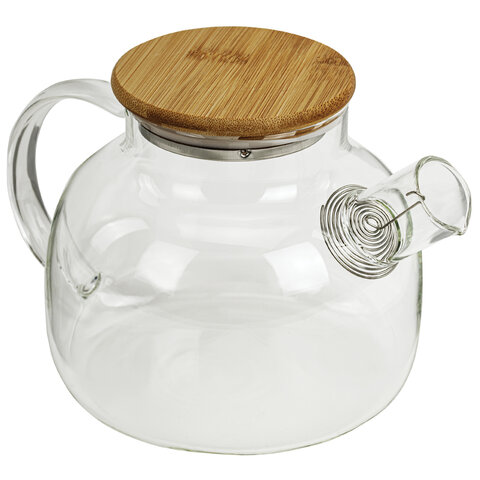 Чайник заварочный 900 мл "Бочонок", жаропрочное стекло, подставка для свечи, сито, DASWERK (ДАСВЕРК), 608646
