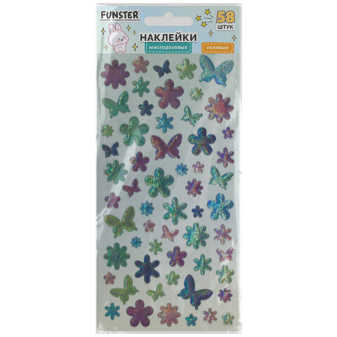 Наклейки гелевые "Яркое ассорти", 17,5х9 см, ассорти 8 видов, FUNSTER (ФАНСТЕР), 666101