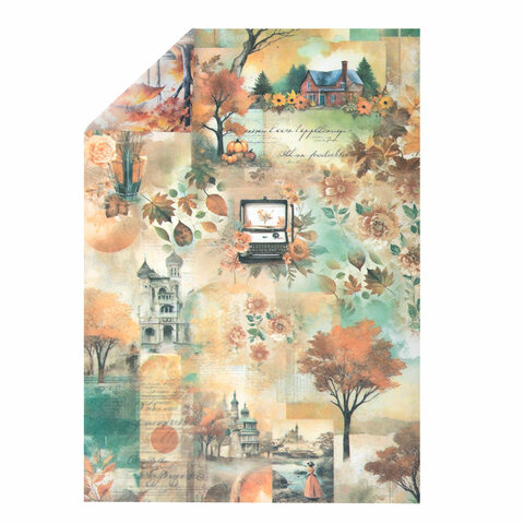 Бумага для скрапбукинга 15х21 см "Осень", двусторонняя, 12 листов, 240 г/м2, ОСТРОВ СОКРОВИЩ, 665446