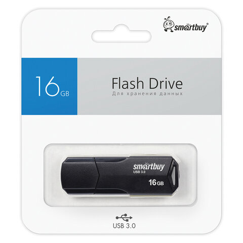 Флеш-диск 16 GB SMARTBUY Clue USB 2.0, черный, SB16GBCLU-K