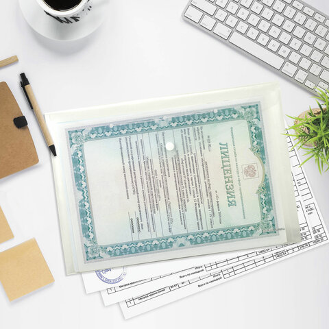 Папка-конверт с кнопкой ERICH KRAUSE "Fizzy Clear", А4, до 120 листов, прозрачная, 0,12 мм, 50172