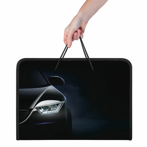 Папка для труда на молнии с ручками ПИФАГОР А4, 1 отделение, пластик, органайзер, "Car flash", 272231