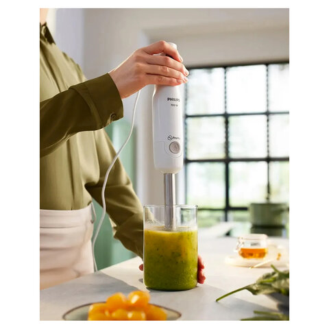 Блендер погружной PHILIPS HR2534/00, 650 Вт, 1 скорость, 1 насадка, стакан, белый