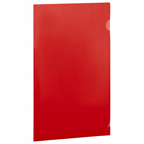 Папка-уголок прозрачная А4 BRAUBERG UNIVERSAL, красная, 0,10 мм, 273047