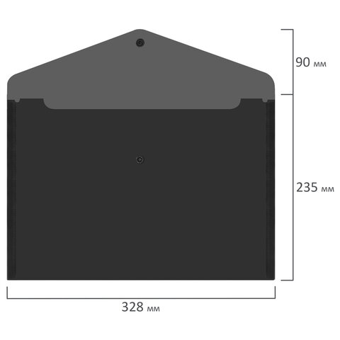 Папка-конверт с кнопкой прозрачная А4, BRAUBERG "UNIVERSAL", до 100 листов, черная, 0,15 мм, 273072