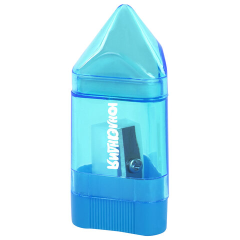 Точилка ЮНЛАНДИЯ "Карандашик", со стирательной резинкой, с контейнером, пластиковая, ассорти, 228440