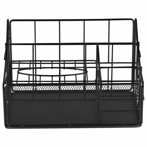 Органайзер для косметики и мелочей металлический 4 секции, MONTE VITA (МОНТЕ ВИТА), 160х240х150 мм, черный, 272480