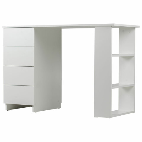 Стол письменный/компьютерный BRABIX "Scandi CD-016", 1100х500х750 мм, 4 ящика, белый, 641891, ЦБ013707-1