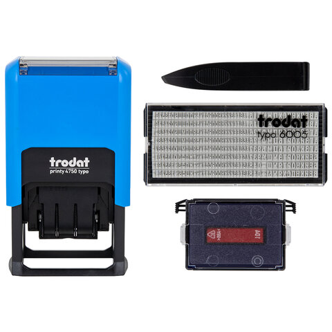 Датер самонаборный, 2 строки + дата, оттиск 41х24 мм, сине-красный, TRODAT 4750, касса в комплекте, 4755