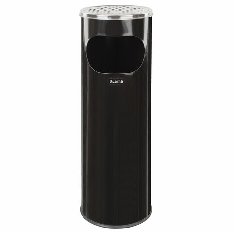 Урна с пепельницей 18 литров, 580х210 мм, нержавеющая сталь, черная, LAIMA PROFESSIONAL, 606298