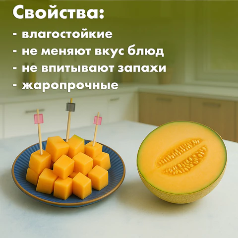 Пики для канапе бамбуковые "Кристалл", 12 см, 100 шт., КП, 138295