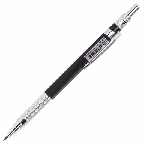 Карандаш механический цанговый 2 мм, HB, BRAUBERG "METALLIC X-20", металлические детали, 181976