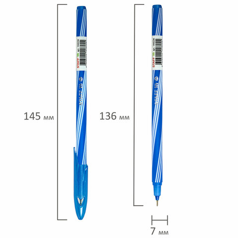 Ручка шариковая STAFF "CANDY NEON", синяя, игольчатый узел 0,6 мм, линия 0,3 мм, 144234