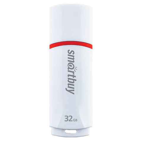 Флеш-диск 32 GB, SMARTBUY Crown, USB 2.0, белый, SB32GBCRW-W