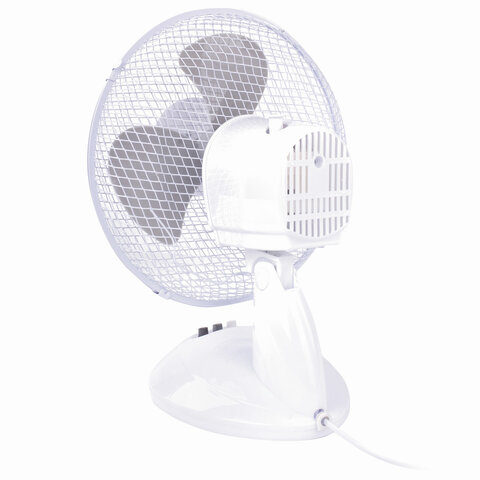 Вентилятор настольный SONNEN FT23-B6, d=23 см, 25 Вт, на подставке, 2 скоростных режима, белый/серый, 451038