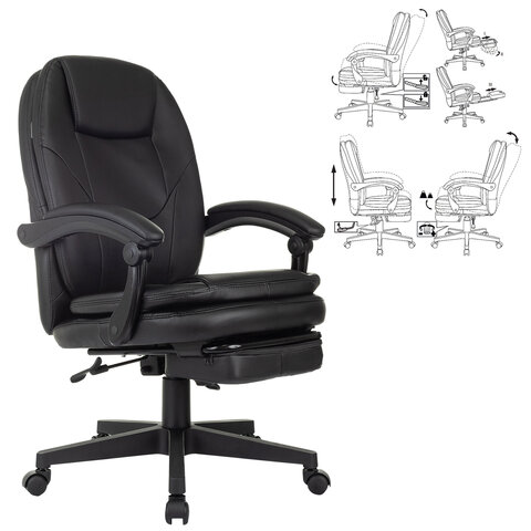 Кресло офисное CH-868N-BF, синхромеханизм, подставка для ног, экокожа, черное, 2018358