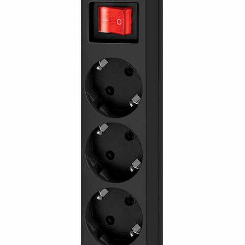 Удлинитель сетевой DEFENDER G450, 4 розетки, c заземлением, выключатель, 10А, длина 5 м, черный, 99339