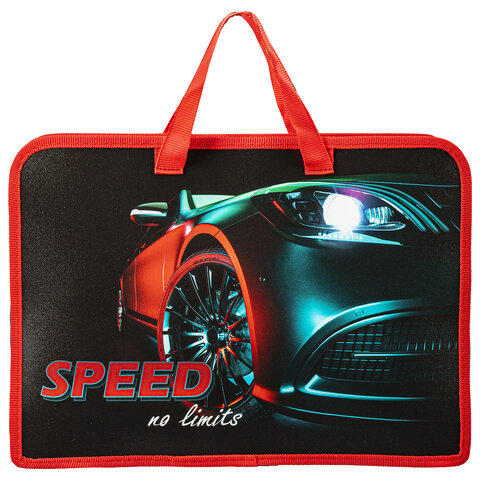 Папка на молнии с ручками ЮНЛАНДИЯ А4, 1 отделение, пластик, ширина 75 мм, "No limits", 270955