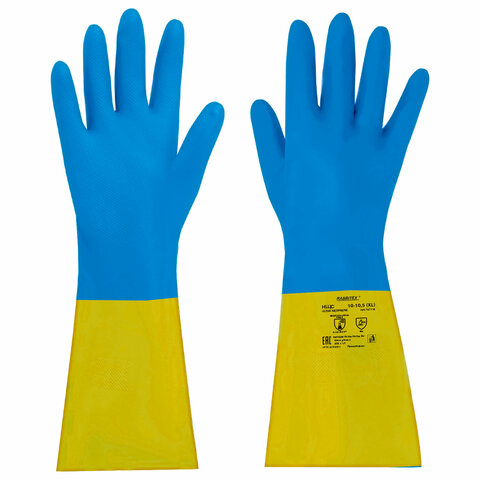Перчатки латексно-неопреновые КЩС ULTRA NEOPRENE химически устойчивые, х/б напыление, р-р 10-10,5 XL (оч больш) RABBITEX (РАББИТЕКС) 701116