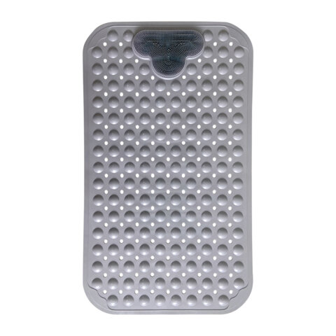 Коврик для ванны противоскользящий с теркой для ступней 70х40 см, серый, ПВХ, присоски, PRIMILA (ПРИМИЛА), 700374