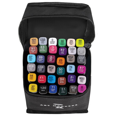 Маркеры для скетчинга двусторонние, НАБОР 36 шт., текстильный чехол, WBZ (ВБЗ), 152572