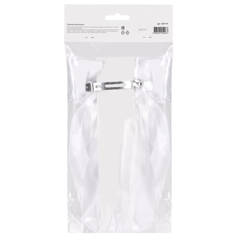 Заколка для волос баретте с бантом и широкими длинными хвостиками, белый, MONTE VITA (МОНТЕ ВИТА), 457114