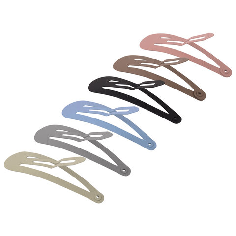 Заколки для волос НАБОР 12 шт., 5 см, клик-клак, матовый, пастельные цвета, MONTE VITA (МОНТЕ ВИТА), 457094
