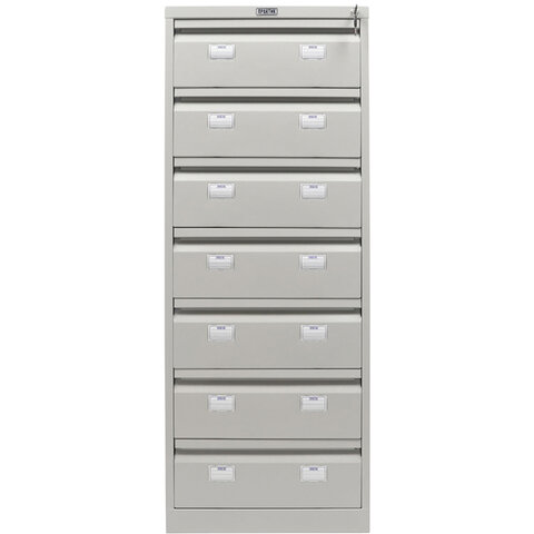 Шкаф картотечный ПРАКТИК "AFC-07", 1327х515х631мм, 7 ящиков под формат А5 (210х149 мм), формат папок Foolscap или A4 (БЕЗ ПАПОК)