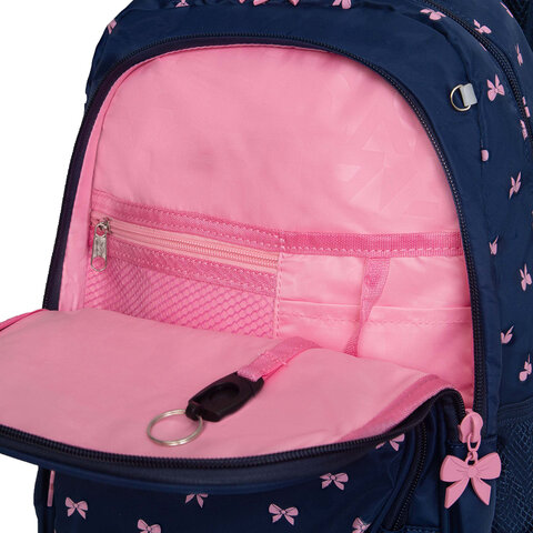 Рюкзак GRIZZLY школьный, анатомическая спинка, 2 отделения, для девочек, "PINK BOWS", 39х30х20 см, RG-568-2/3