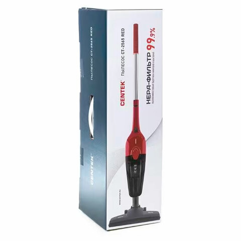 Пылесос вертикальный CENTEK CT-2565, потребляемая мощность 600 Вт, мощность всасывания 200 Вт, контейнер 1,2 л, красный, CT-2565 Red