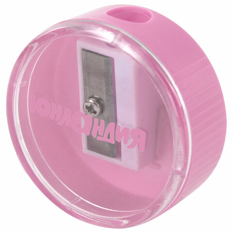 Точилка с контейнером ЮНЛАНДИЯ "ШАРИК ПАСТЕЛЬ", пастельные цвета ассорти, 272509