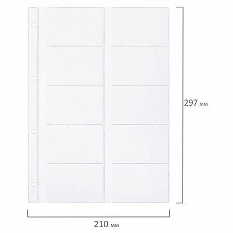 Папки-файлы на 20 визиток BRAUBERG, КОМПЛЕКТ 10 шт., А4 (210х297 мм), перфорированные, ПВХ 120 мкм, 231831