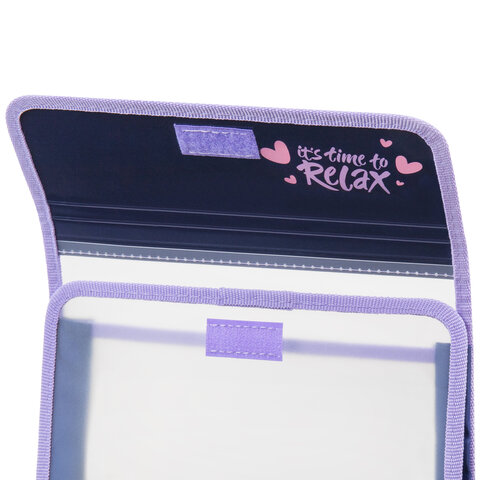 Папка для тетрадей ЮНЛАНДИЯ А5, пластик, 2 отделения, клапан на липучке, "Bored cat", 272189