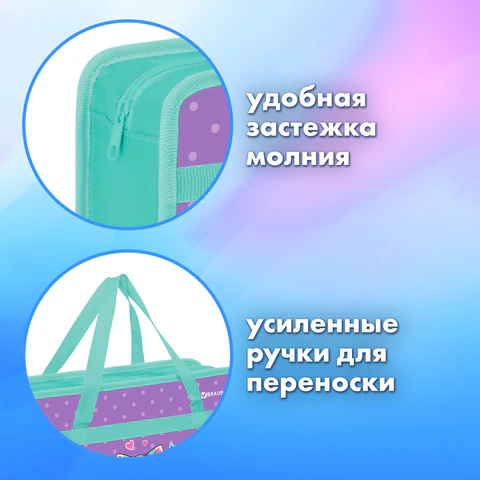 Папка на молнии с ручками BRAUBERG А4, 1 отделение, пластик, 80 мм, "Funny kittens", 273368