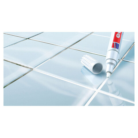 Маркер для затирки плиточных швов EDDING 8200, БЕЛЫЙ, 2-4 мм, запасные наконечники, E-8200/49