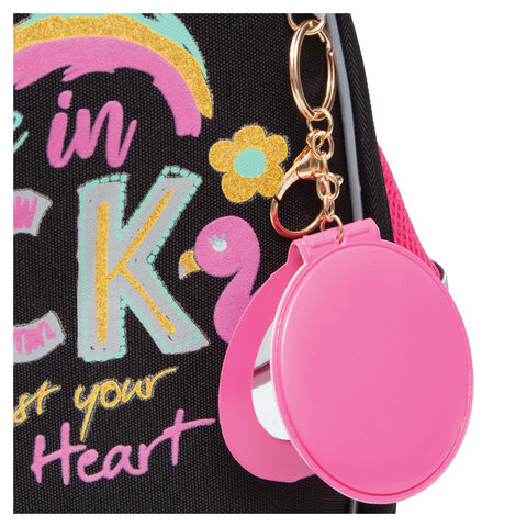 Ранец GRIZZLY анатомическая спинка, c брелоком, для девочек, "LUCK", 36х28х20 см, RAz-386-4/1