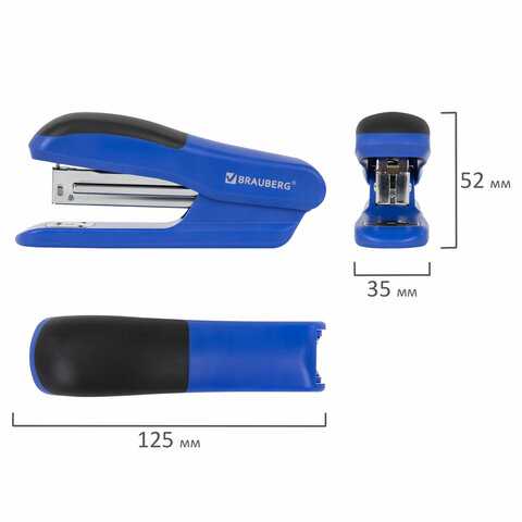Степлер №24/6, 26/6 BRAUBERG "SX-39", до 25 листов, синий, 228591