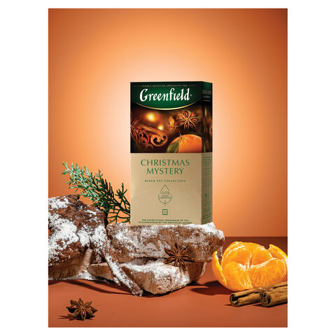 Чай GREENFIELD "Christmas Mystery" черный, 25 пакетиков в конвертах по 1,5 г, 0434-10