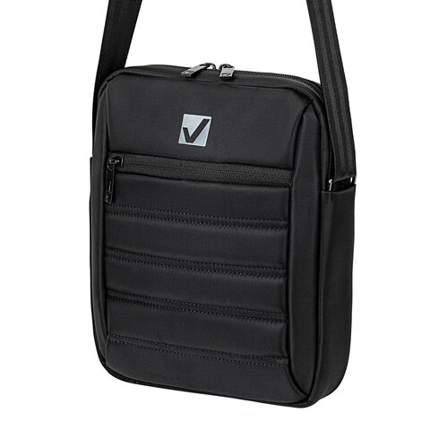 Сумка на плечо BRAUBERG COMPACT с отделением для планшета 9,7'', 2 кармана, черная, 26,5x22x5,5 см, 240500
