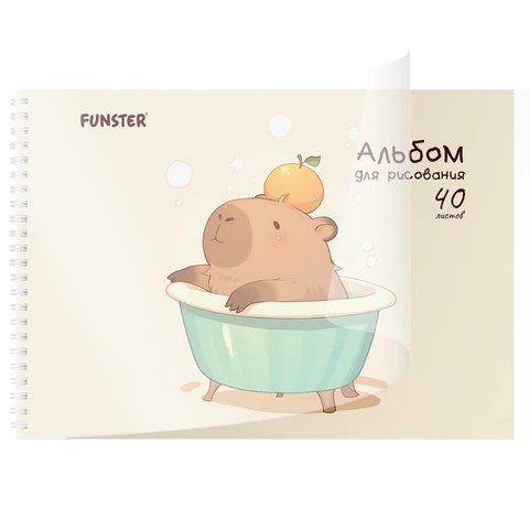 Альбом для рисования, пластиковая обложка, А4, 40 л., гребень, FUNSTER (ФАНСТЕР), 210х297 мм, АССОРТИ (8 видов), 107684