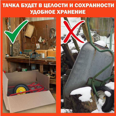 Тачка садово-строительная ТЕХ-ТОП, 110 л, максимальный вес 260 кг, цинковый кузов, пневмоколеса d=360 мм, 606628