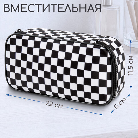 Пенал-органайзер BRAUBERG, 1 отделение, полиэстер, 22x11,5x6 см, "Черно-белый стиль", 271572
