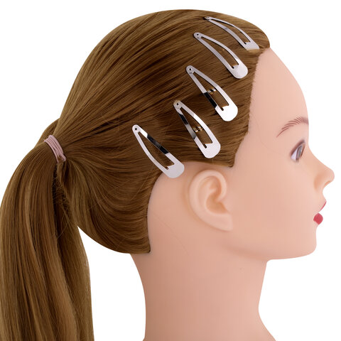 Заколки для волос НАБОР 10 шт., 5 см, клик-клак, глянцевый, серебристый, MONTE VITA (МОНТЕ ВИТА), 457079