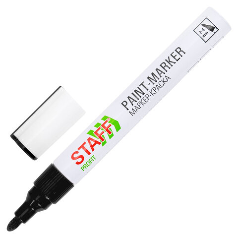 Маркер-краска лаковый (paint marker) 2-4 мм, ЧЕРНЫЙ, НИТРО-ОСНОВА, STAFF PROFIT, для любых поверхностей, 152578