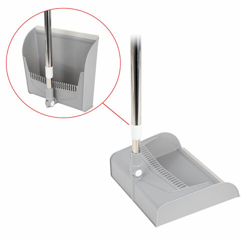 Совок для мусора + щётка на телескопических рукоятках 59-93 см, бело-серый, LAIMA, 608952