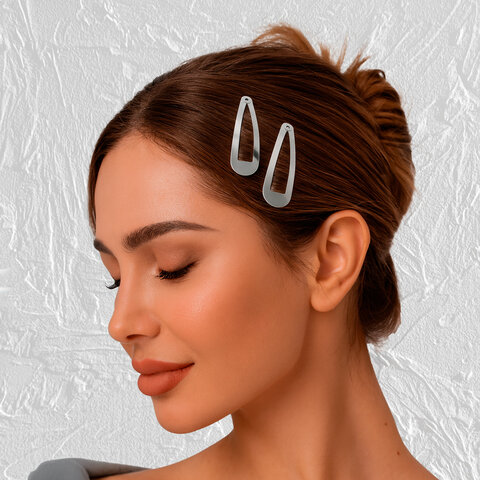 Заколки для волос НАБОР 10 шт., 5 см, клик-клак, глянцевый, серебристый, MONTE VITA (МОНТЕ ВИТА), 457079