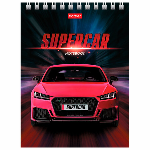 Блокнот МАЛЫЙ ФОРМАТ А6 110х145 мм, 40 л., гребень, лакированная обложка, клетка, HATBER, "Машины", 004666, 40Б6B1гр